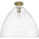 Crown Point 1 Light 16 inch Brushed Brass Flush Mount Ceiling Light in Seedy Glass