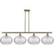 Ballston Ithaca 4 Light 50.25 inch Antique Brass Stem Hung Island Light Ceiling Light