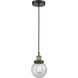 Beacon 1 Light 6 inch Black Antique Brass Mini Pendant Ceiling Light in Seedy Glass