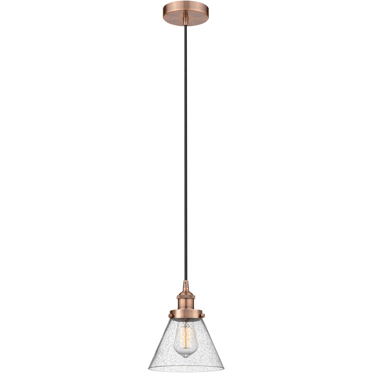 Edison Cone 1 Light 8 inch Antique Copper Mini Pendant Ceiling Light