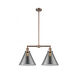 Franklin Restoration X-Large Cone 2 Light 21 inch Antique Copper Chandelier Ceiling Light in Plated Smoke Glass, Franklin Restoration
