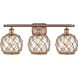 Ballston Farmhouse Rope LED 26 inch Antique Copper Bath Vanity Light Wall Light in Clear Glass with Brown Rope, Ballston