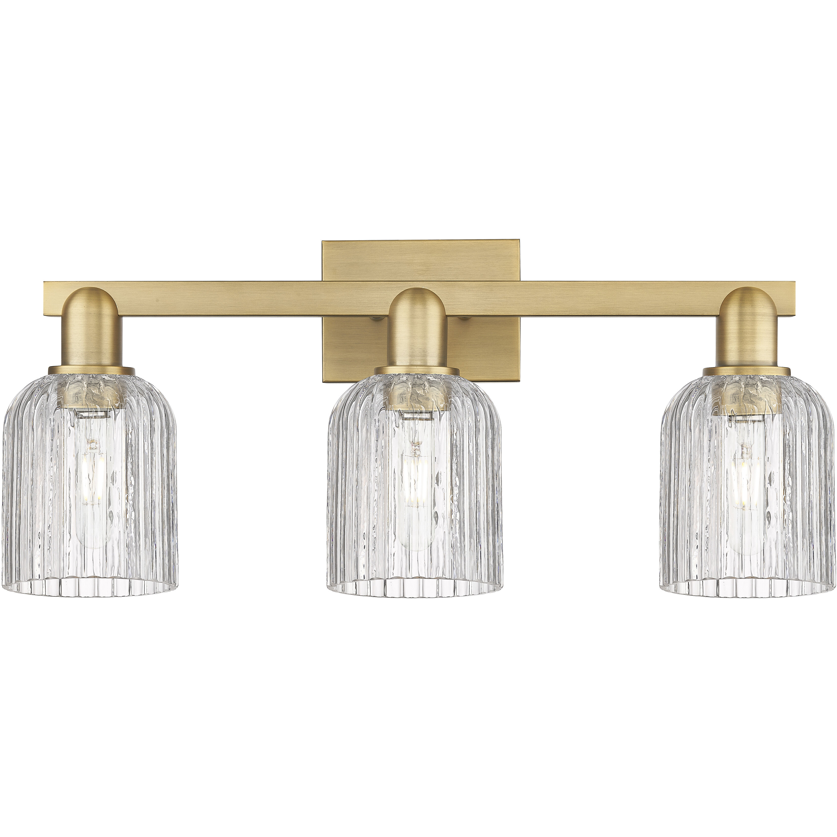 Bridal Veil 3 Light 24 inch Brushed Brass Bath Vanity Light Wall Light in Clear Glass