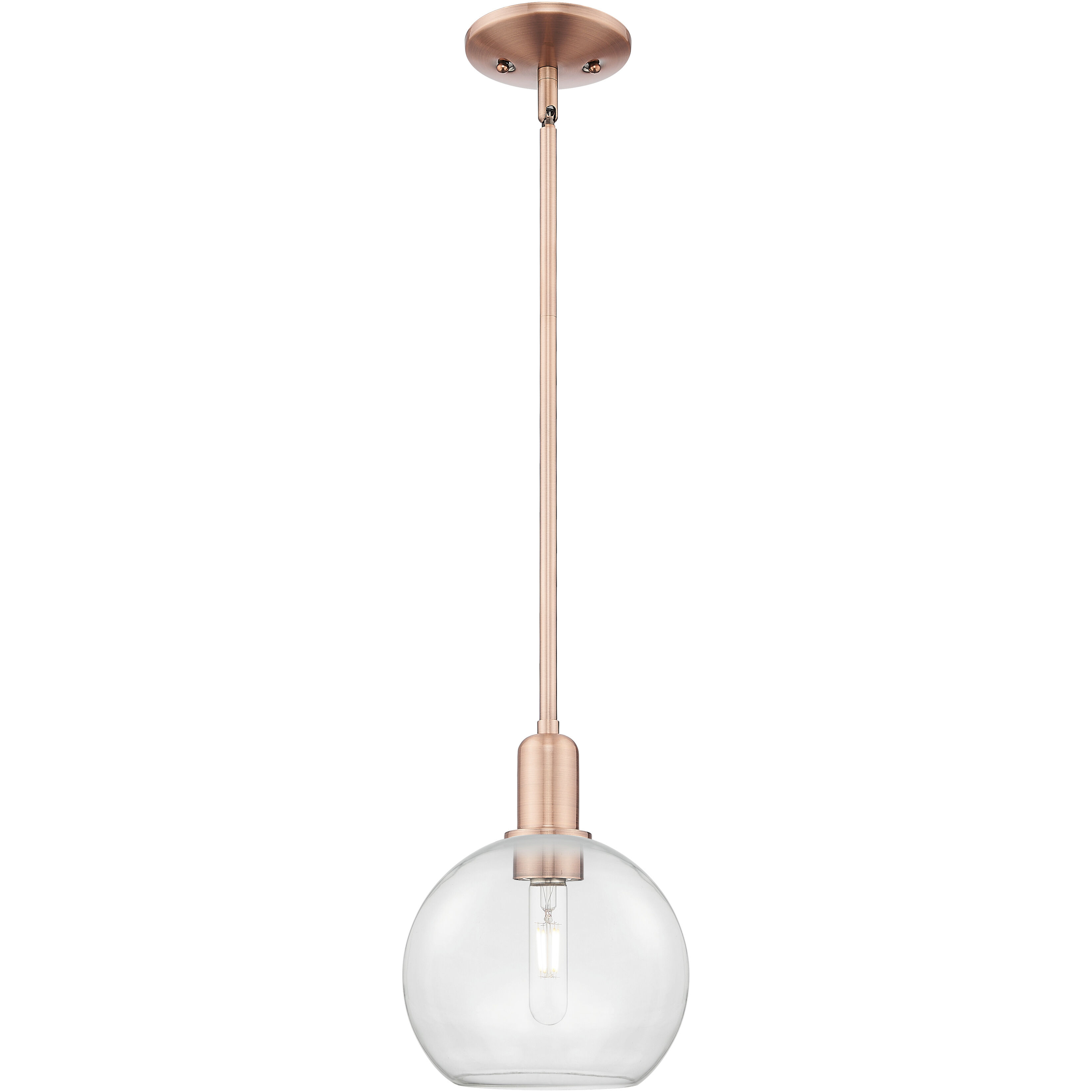 Arcadia Athens 1 Light 8 inch Antique Copper Mini Pendant Ceiling Light in Clear
