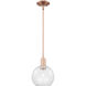 Arcadia Athens 1 Light 8 inch Antique Copper Mini Pendant Ceiling Light in Clear