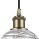 Ballston Small Deco Swirl 1 Light 6 inch Antique Brass Mini Pendant Ceiling Light in Incandescent, Small Athens, Deco Swirl Glass, Ballston