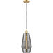 Ballston Windham LED 7 inch Satin Gold Mini Pendant Ceiling Light in Plated Smoke Glass
