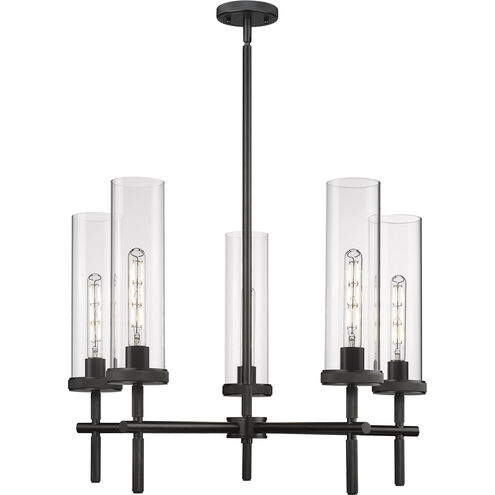 Lincoln 5 Light 26.75 inch Matte Black Chandelier Ceiling Light in Clear Glass