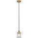 Edison Canton LED 6 inch Brushed Brass Mini Pendant Ceiling Light in Clear Glass