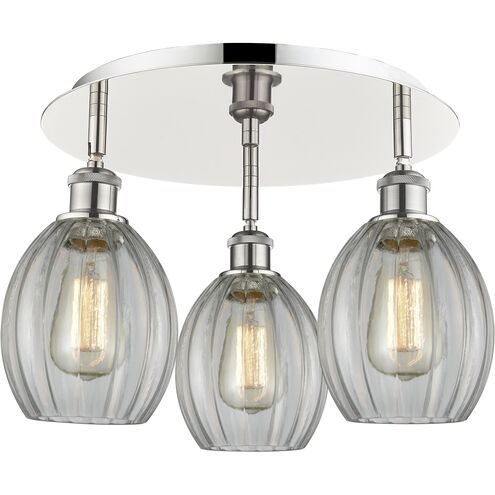 Eaton 3 Light 17.25 inch Polished Nickel Flush Mount Ceiling Light in Clear