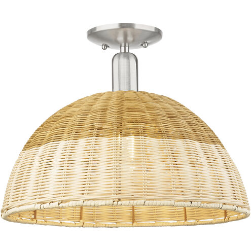 Downtown Urban Natural Ballston Dome 1 Light 15.75 inch Brushed Satin Nickel Semi-Flush Mount Ceiling Light