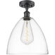 Edison Bristol Glass 1 Light 12 inch Matte Black Semi-Flush Mount Ceiling Light in Clear Glass