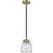 Nouveau Chatham LED 6 inch Black Antique Brass Mini Pendant Ceiling Light in Clear, Nouveau
