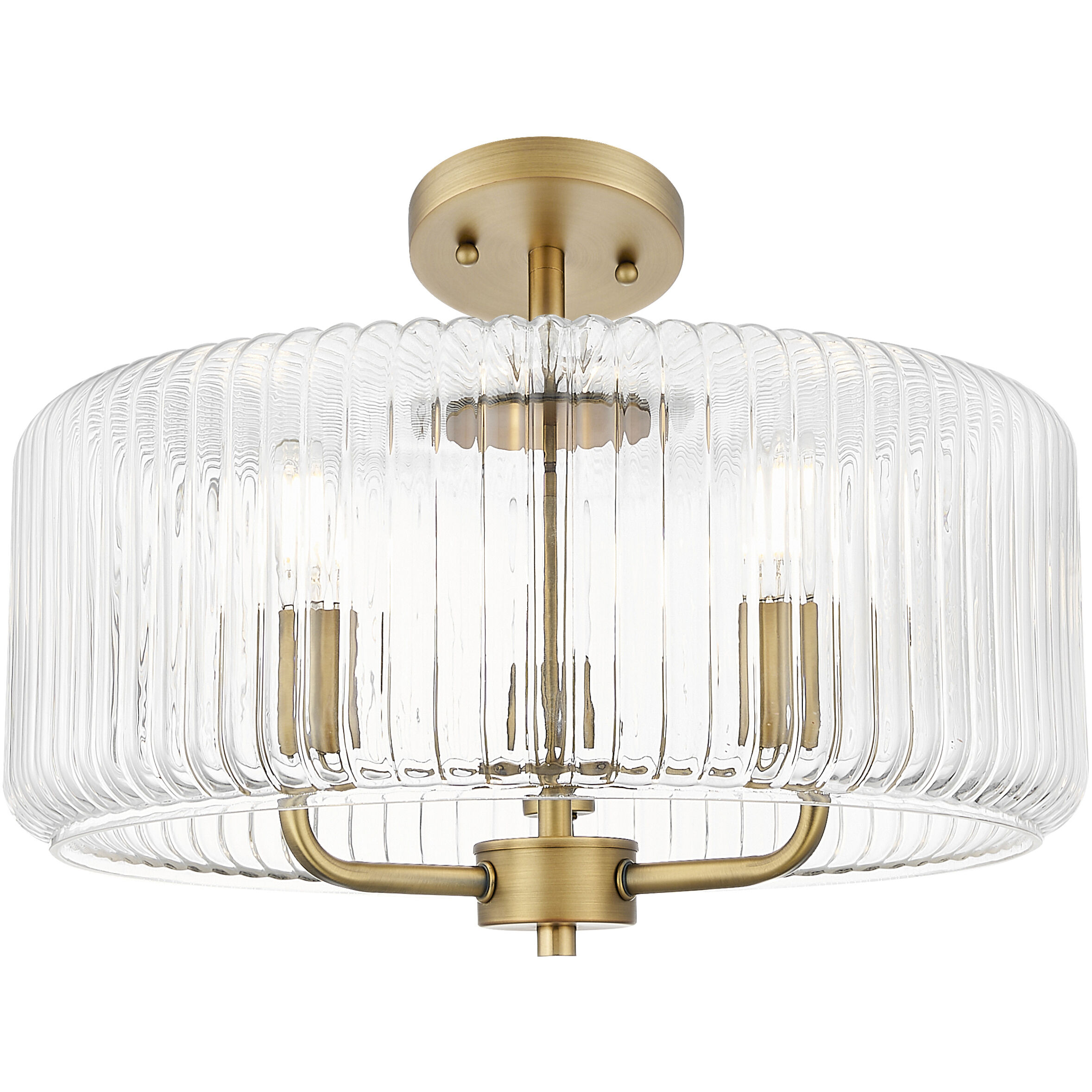 Windsor 3 Light 16 inch Brushed Brass Pendant Ceiling Light in Clear Glass