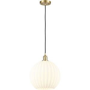 Ballston White Venetian 1 Light 12 inch Satin Gold Cord Hung Pendant Ceiling Light