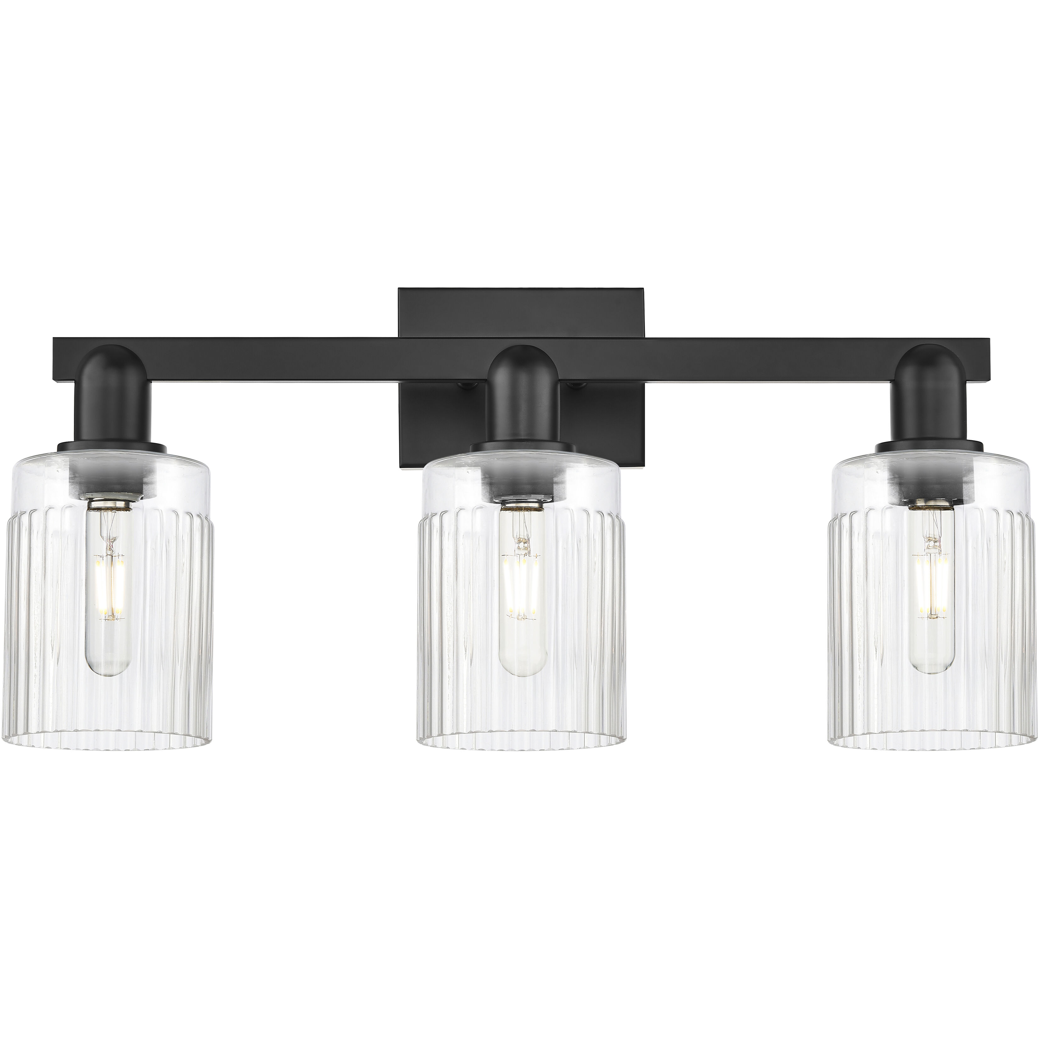 Arcadia Hadley 3 Light 23.5 inch Matte Black Bath Vanity Light Wall Light in Clear