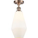 Ballston Cindyrella 1 Light 7 inch Antique Copper Semi-Flush Mount Ceiling Light in Incandescent, Matte White Glass