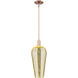 Chelsea 1 Light 8 inch Antique Copper Mini Pendant Ceiling Light in Mercury Deco Swirl Glass