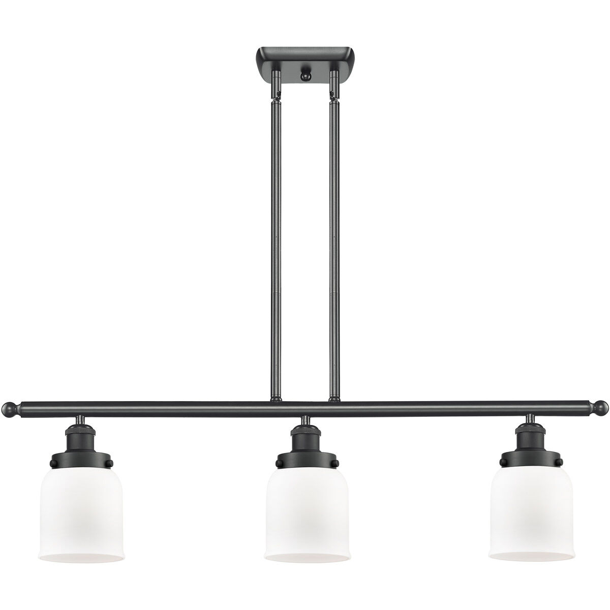 Ballston Small Bell LED 36 inch Matte Black Island Light Ceiling Light in Matte White Glass, Ballston