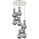 Owego 9 Light 19.25 inch Polished Nickel Multi Pendant Ceiling Light in Light Smoke Glass