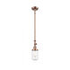 Franklin Restoration Dover LED 5 inch Antique Copper Mini Pendant Ceiling Light in Clear Glass, Franklin Restoration