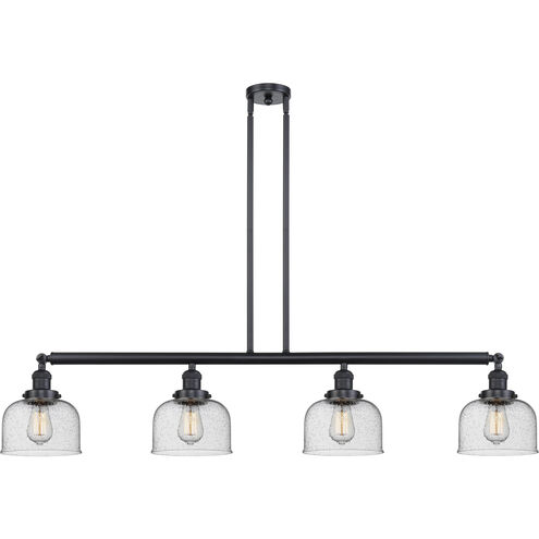 Franklin Restoration Large Bell LED 52.63 inch Matte Black Island Light Ceiling Light in Seedy Glass, Franklin Restoration