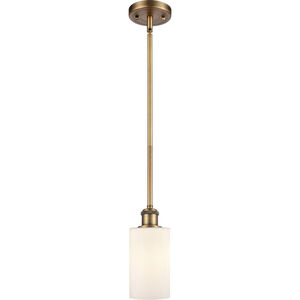 Ballston Clymer LED 4 inch Brushed Brass Pendant Ceiling Light in Matte White Glass, Ballston