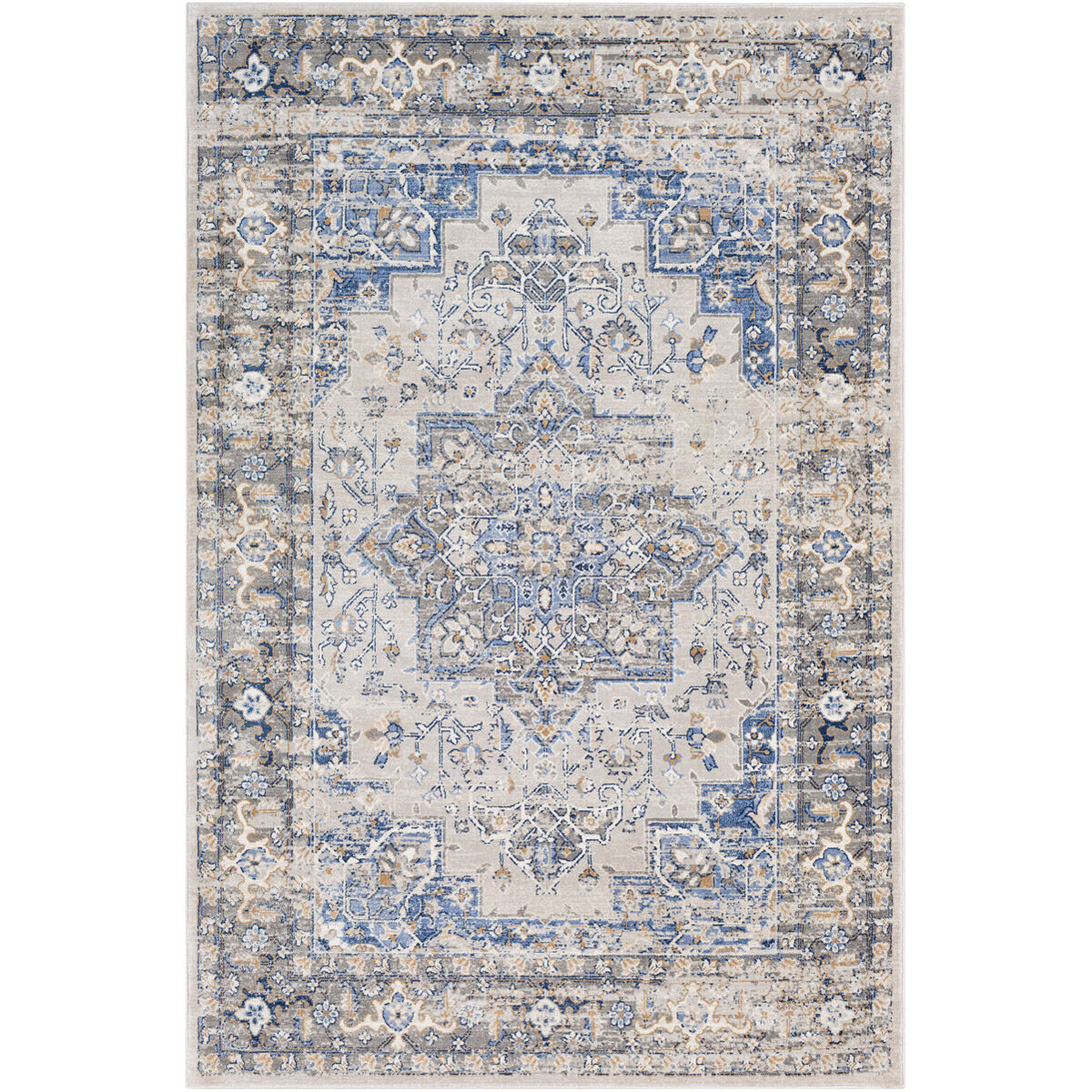 Alton 87 X 63 inch Navy/Bright Blue/Medium Gray/Tan/White Rugs