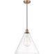 Edison Cone LED 16 inch Antique Copper Pendant Ceiling Light in Clear Glass