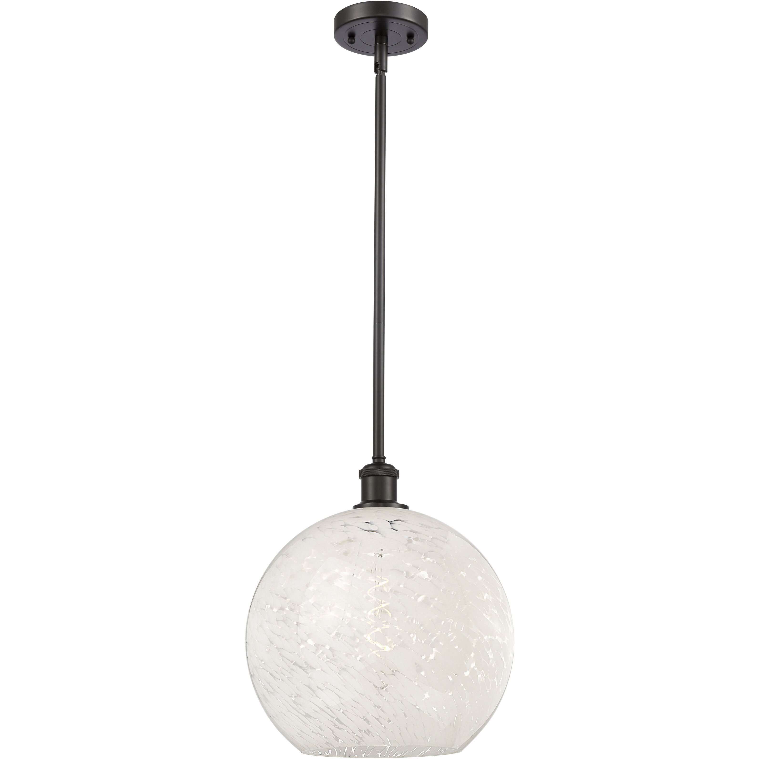 Ballston White Mouchette 1 Light 12 inch Oil Rubbed Bronze Stem Hung Pendant Ceiling Light