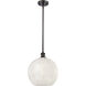 Ballston White Mouchette 1 Light 12 inch Oil Rubbed Bronze Stem Hung Pendant Ceiling Light