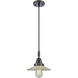 Downtown Urban Halophane 1 Light 8.5 inch Matte Black Mini Pendant Ceiling Light in Clear Halophane Glass