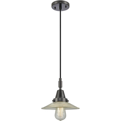 Downtown Urban Halophane 1 Light 8.5 inch Matte Black Mini Pendant Ceiling Light in Clear Halophane Glass