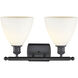 Ballston Ballston Dome 2 Light 18 inch Matte Black Bath Vanity Light Wall Light in Matte White Glass