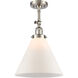 Franklin Restoration X-Large Cone 1 Light 12 inch Brushed Satin Nickel Semi-Flush Mount Ceiling Light in Matte White Glass, Franklin Restoration