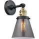 Franklin Restoration Small Cone LED 6 inch Black Antique Brass Sconce Wall Light, Franklin Restoration