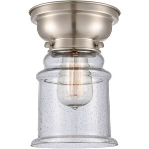 Aditi Small Canton LED 6 inch Antique Brass Flush Mount Ceiling Light in Matte White Glass, Aditi