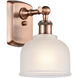 Ballston Dayton LED 6 inch Antique Copper Sconce Wall Light in White Glass, Ballston