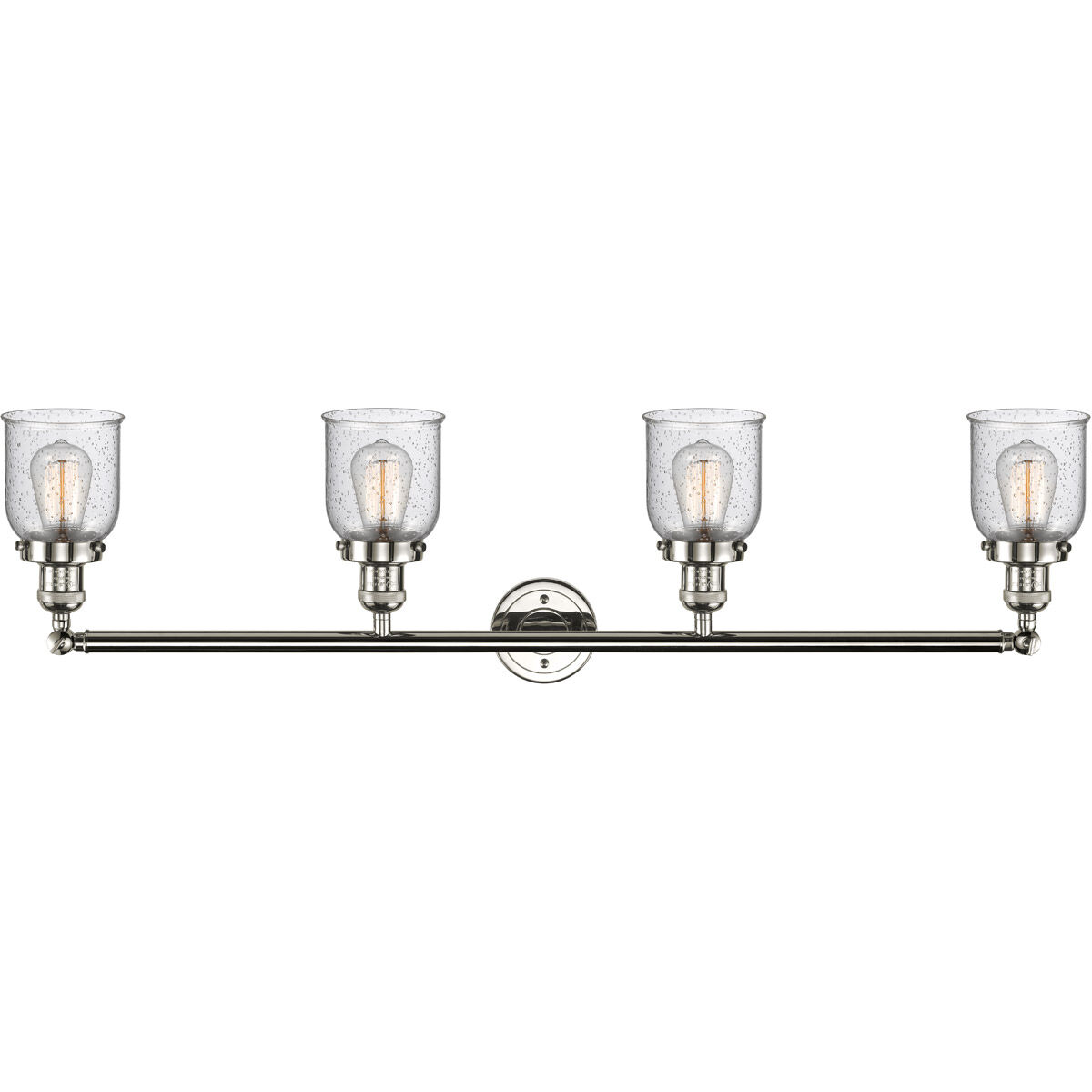 Franklin Restoration Small Bell LED 42 inch Polished Nickel Bath Vanity Light Wall Light in Seedy Glass, Franklin Restoration