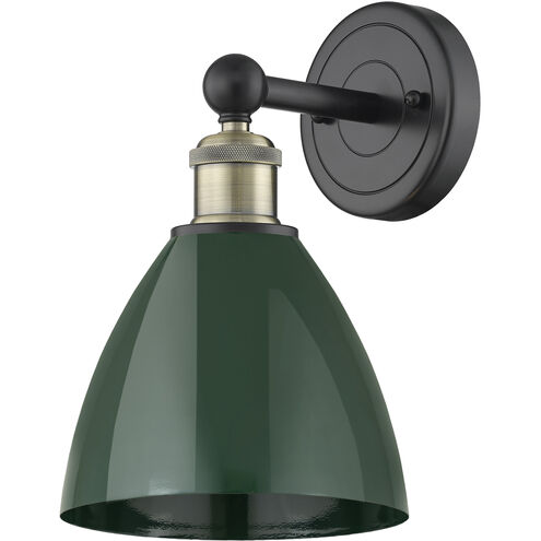 Plymouth Dome Sconce Wall Light in Black Antique Brass, Green