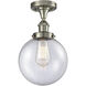 Beacon 1 Light 6.5 inch Brushed Satin Nickel Semi-Flush Mount Ceiling Light