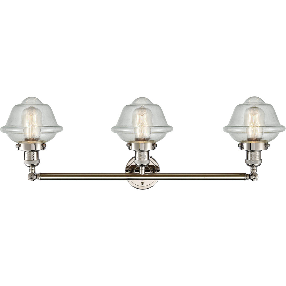 Franklin Restoration Small Oxford LED 34 inch Polished Nickel Bath Vanity Light Wall Light in Seedy Glass, Franklin Restoration