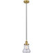 Edison Bellmont LED 6.25 inch Brushed Brass Mini Pendant Ceiling Light in Clear Glass