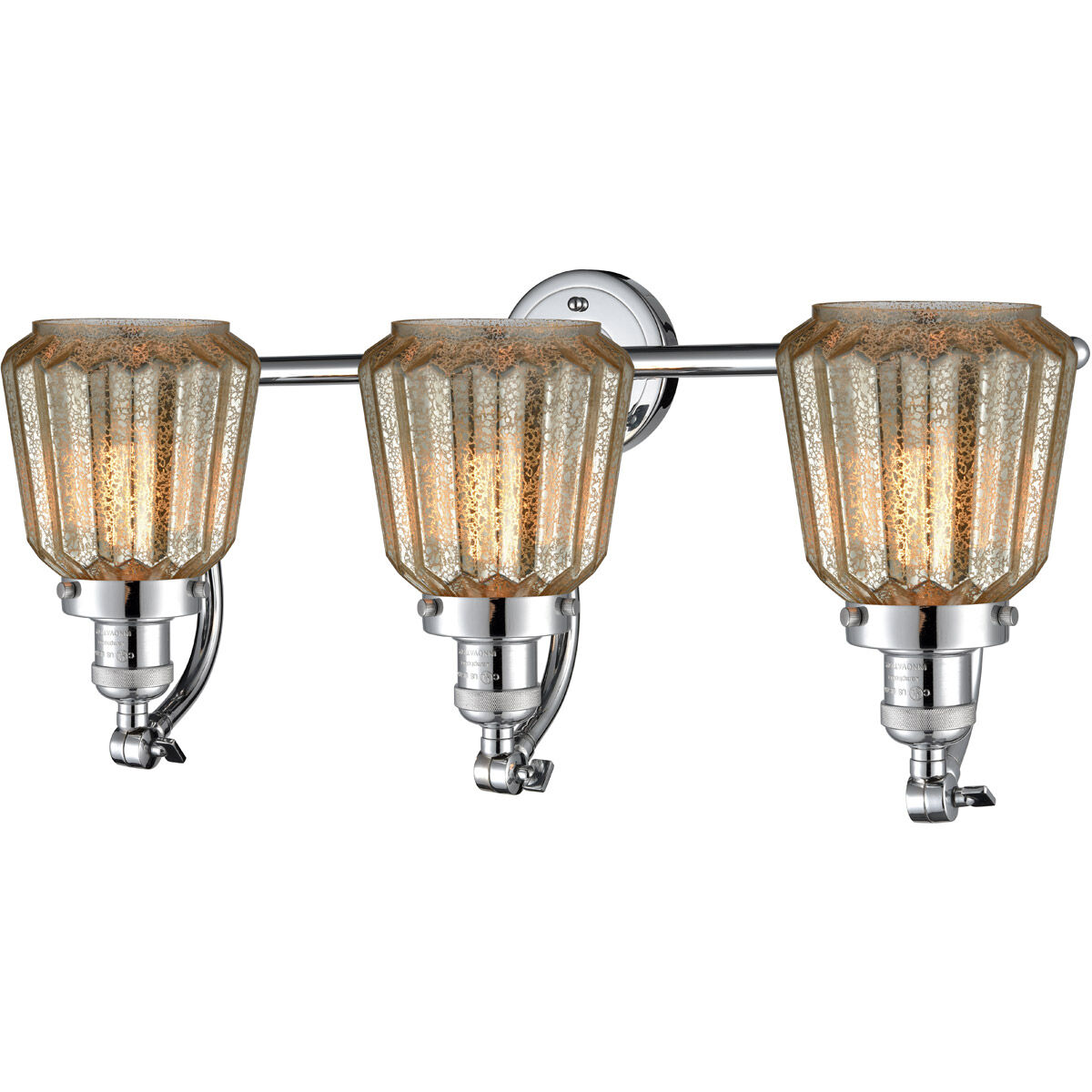 Franklin Restoration Chatham LED 28 inch Polished Chrome Bath Vanity Light Wall Light in Mercury Glass, Franklin Restoration