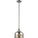 Franklin Restoration Large Bell 1 Light 8 inch Brushed Satin Nickel Mini Pendant Ceiling Light in Silver Plated Mercury Glass, Franklin Restoration