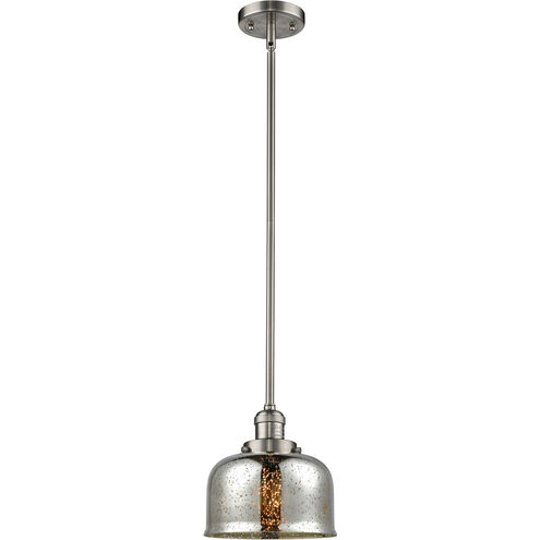 Franklin Restoration Large Bell 1 Light 8 inch Brushed Satin Nickel Mini Pendant Ceiling Light in Silver Plated Mercury Glass, Franklin Restoration