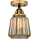 Nouveau 2 Chatham LED 6 inch Black Antique Brass Semi-Flush Mount Ceiling Light in Mercury Glass