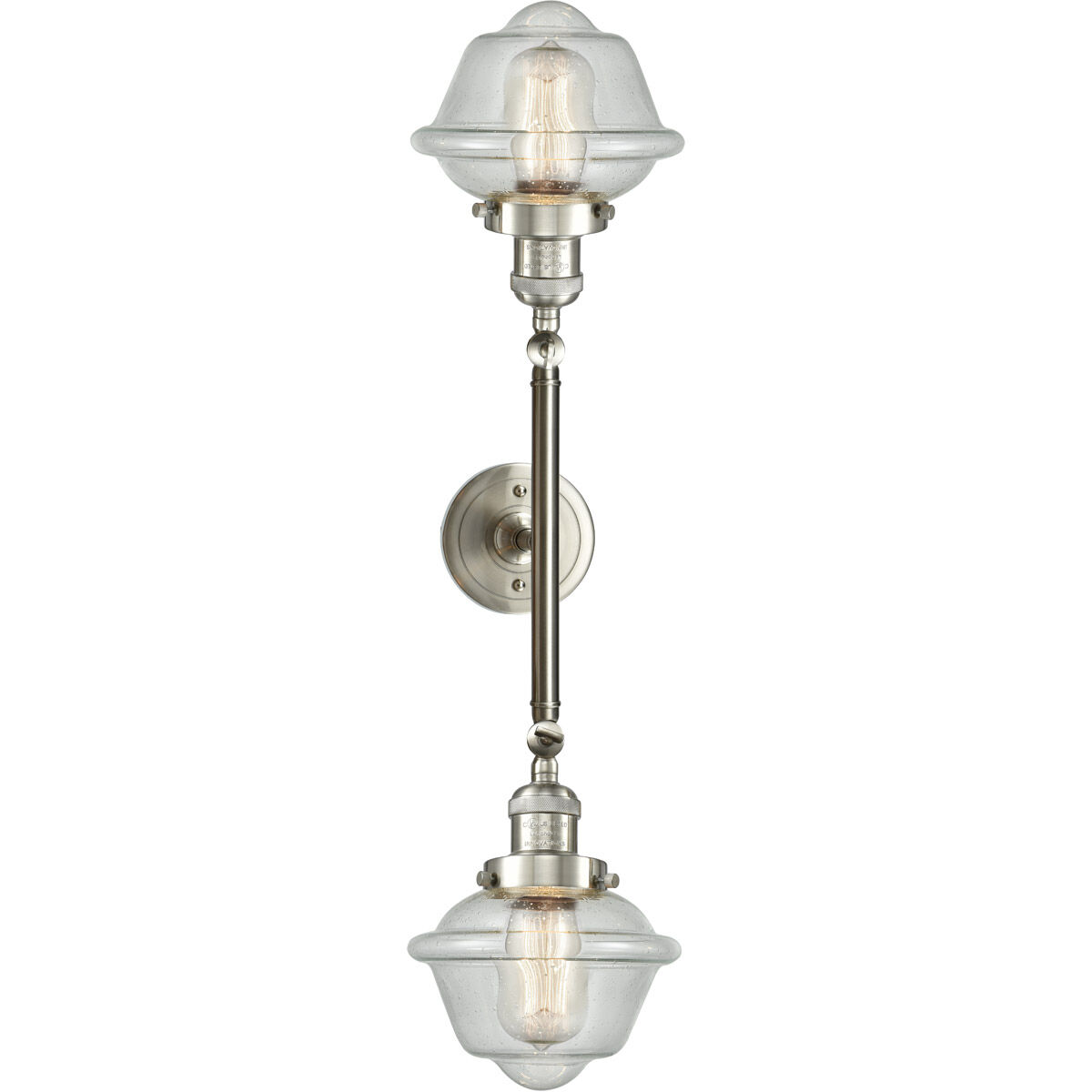 Franklin Restoration Small Oxford LED 17 inch Brushed Satin Nickel Bath Vanity Light Wall Light in Seedy Glass, Franklin Restoration
