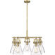 Newton Cone 5 Light 26 inch Brushed Brass Chandelier Ceiling Light in Clear Glass