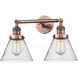 Franklin Restoration Large Cone LED 8 inch Antique Copper Bath Vanity Light Wall Light in Seedy Glass, Franklin Restoration
